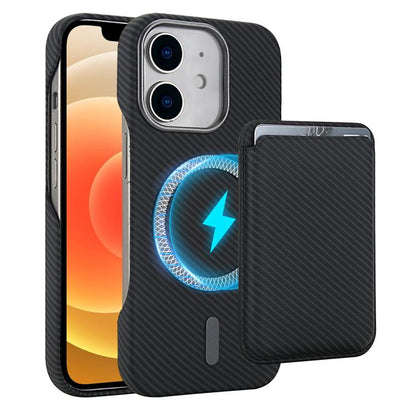 Carbon Fiber MagSafe Magnetic Card Holder Phone Case, For iPhone 13 Pro Max, For iPhone 13 Pro, For iPhone 13, For iPhone 12