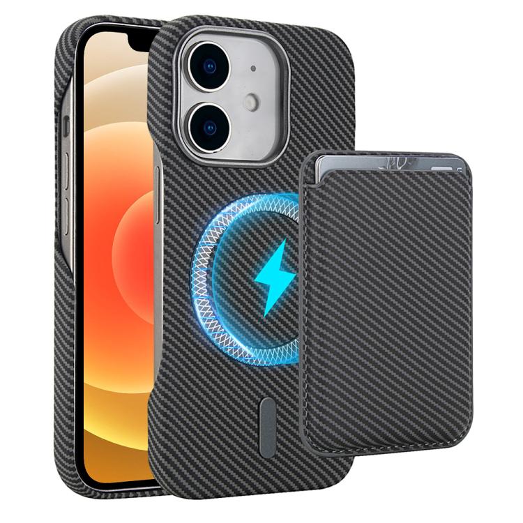 Carbon Fiber MagSafe Magnetic Card Holder Phone Case, For iPhone 13 Pro Max, For iPhone 13 Pro, For iPhone 13, For iPhone 12