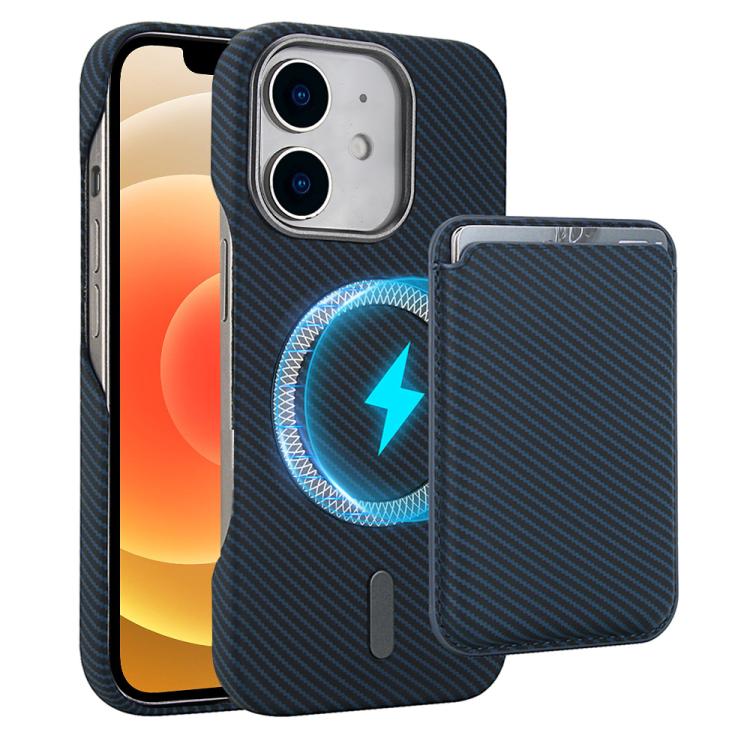 Carbon Fiber MagSafe Magnetic Card Holder Phone Case, For iPhone 13 Pro Max, For iPhone 13 Pro, For iPhone 13, For iPhone 12