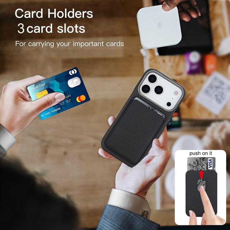 Carbon Fiber MagSafe Magnetic Card Holder Phone Case, For iPhone 18 Pro / 17 Pro, For iPhone 18 Pro Max / 17 Pro Max, For iPhone 17, For iPhone Air, For iPhone 16 Pro Max