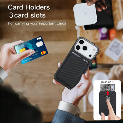 Carbon Fiber MagSafe Magnetic Card Holder Phone Case, For iPhone 18 Pro / 17 Pro, For iPhone 18 Pro Max / 17 Pro Max, For iPhone 17, For iPhone Air, For iPhone 16 Pro Max