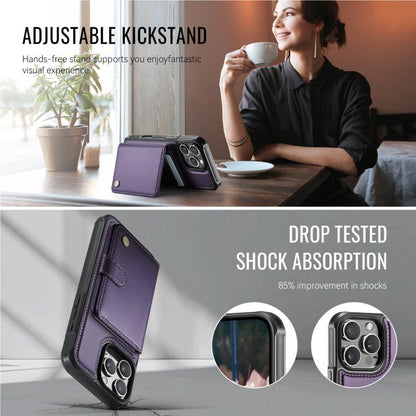 JEEHOOD J09 Buckle Card Bag MagSafe Magnetic Style RFID Leather Phone Case, For iPhone 16 Pro, For iPhone 16 Plus, For iPhone 16, For iPhone 15 Pro Max