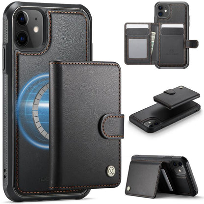 JEEHOOD J09 Buckle Card Bag MagSafe Magnetic Style RFID Leather Phone Case, For iPhone 13 Pro, For iPhone 13, For iPhone 12 / 12 Pro, For iPhone 11 Pro Max