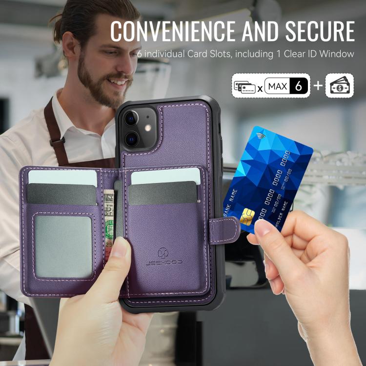JEEHOOD J09 Buckle Card Bag MagSafe Magnetic Style RFID Leather Phone Case, For iPhone 11, For iPhone 11 Pro