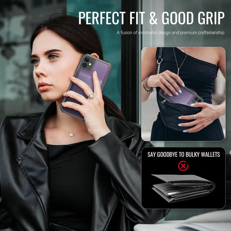 JEEHOOD J09 Buckle Card Bag MagSafe Magnetic Style RFID Leather Phone Case, For iPhone 11, For iPhone 11 Pro