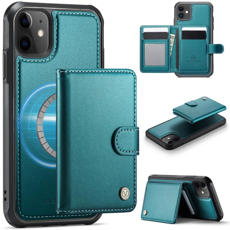 JEEHOOD J09 Buckle Card Bag MagSafe Magnetic Style RFID Leather Phone Case, For iPhone 11, For iPhone 11 Pro