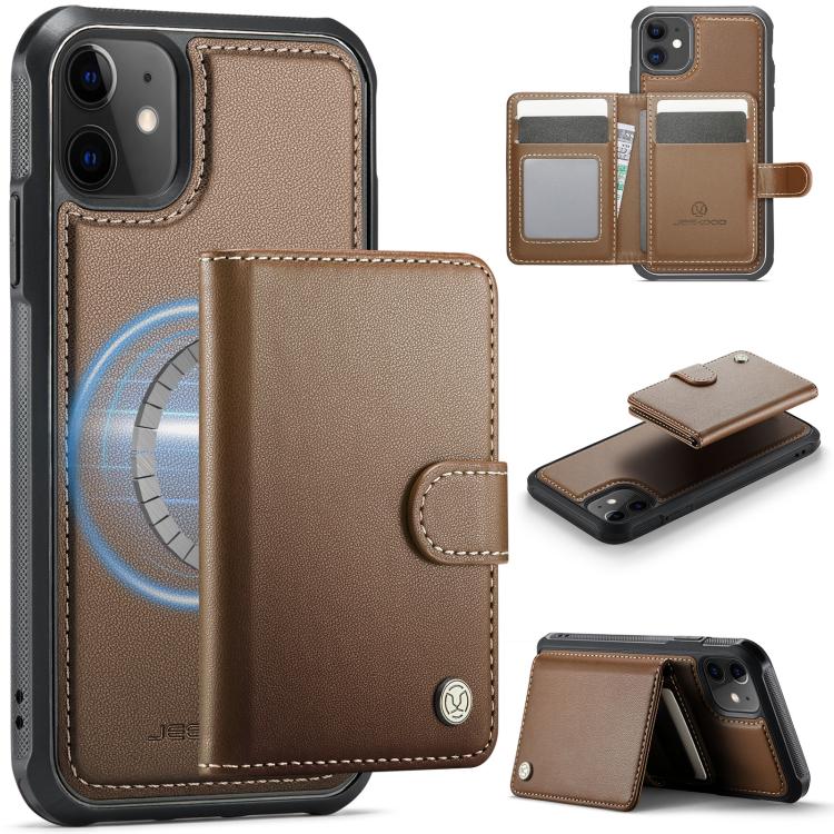 JEEHOOD J09 Buckle Card Bag MagSafe Magnetic Style RFID Leather Phone Case, For iPhone 11, For iPhone 11 Pro