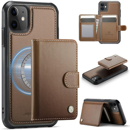JEEHOOD J09 Buckle Card Bag MagSafe Magnetic Style RFID Leather Phone Case, For iPhone 11, For iPhone 11 Pro