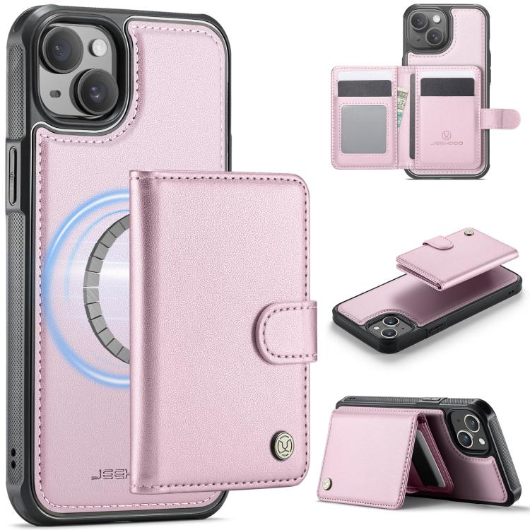 JEEHOOD J09 Buckle Card Bag MagSafe Magnetic Style RFID Leather Phone Case, For iPhone 13 Pro, For iPhone 13, For iPhone 12 / 12 Pro, For iPhone 11 Pro Max