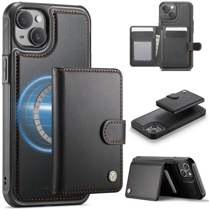 JEEHOOD J09 Buckle Card Bag MagSafe Magnetic Style RFID Leather Phone Case, For iPhone 13 Pro, For iPhone 13, For iPhone 12 / 12 Pro, For iPhone 11 Pro Max