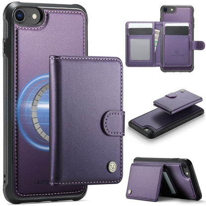 JEEHOOD J09 Buckle Card Bag MagSafe Magnetic Style RFID Leather Phone Case, For iPhone 14 Pro, For iPhone 14 Pro Max, For iPhone SE 2022 / SE 2020 / 8 / 7, For iPhone 13 Pro Max