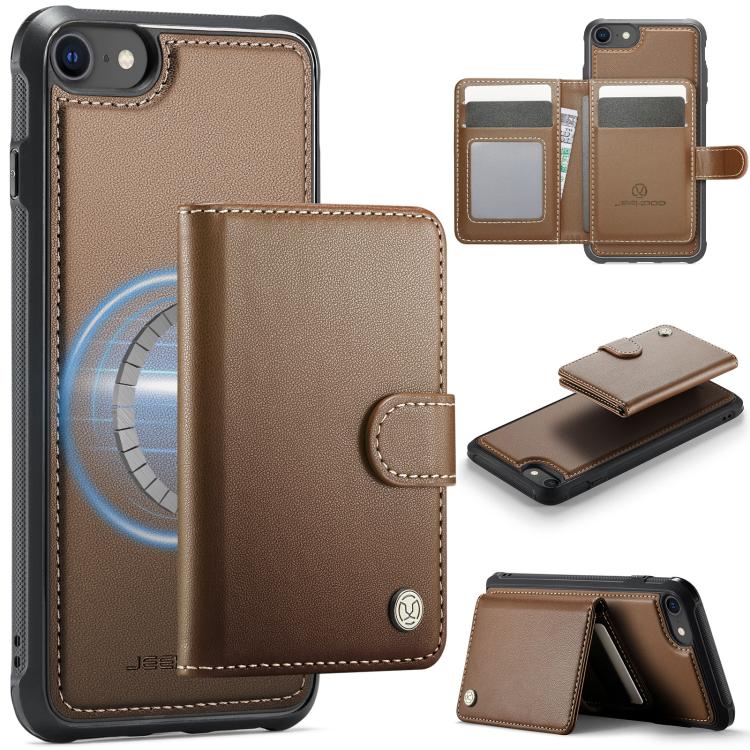 JEEHOOD J09 Buckle Card Bag MagSafe Magnetic Style RFID Leather Phone Case, For iPhone 14 Pro, For iPhone 14 Pro Max, For iPhone SE 2022 / SE 2020 / 8 / 7, For iPhone 13 Pro Max
