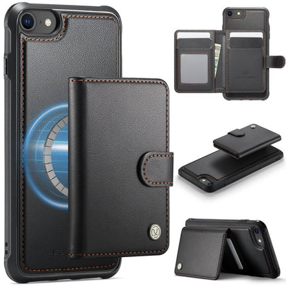 JEEHOOD J09 Buckle Card Bag MagSafe Magnetic Style RFID Leather Phone Case, For iPhone 14 Pro, For iPhone 14 Pro Max, For iPhone SE 2022 / SE 2020 / 8 / 7, For iPhone 13 Pro Max