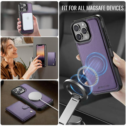 JEEHOOD J09 Buckle Card Bag MagSafe Magnetic Style RFID Leather Phone Case, For iPhone 13 Pro, For iPhone 13, For iPhone 12 / 12 Pro, For iPhone 11 Pro Max