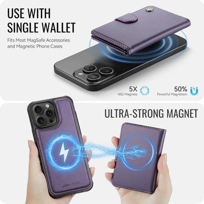 JEEHOOD J09 Buckle Card Bag MagSafe Magnetic Style RFID Leather Phone Case, For iPhone 14 Pro, For iPhone 14 Pro Max, For iPhone SE 2022 / SE 2020 / 8 / 7, For iPhone 13 Pro Max