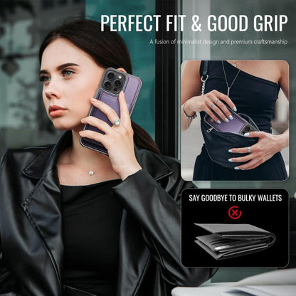 JEEHOOD J09 Buckle Card Bag MagSafe Magnetic Style RFID Leather Phone Case, For iPhone 14 Pro, For iPhone 14 Pro Max, For iPhone SE 2022 / SE 2020 / 8 / 7, For iPhone 13 Pro Max