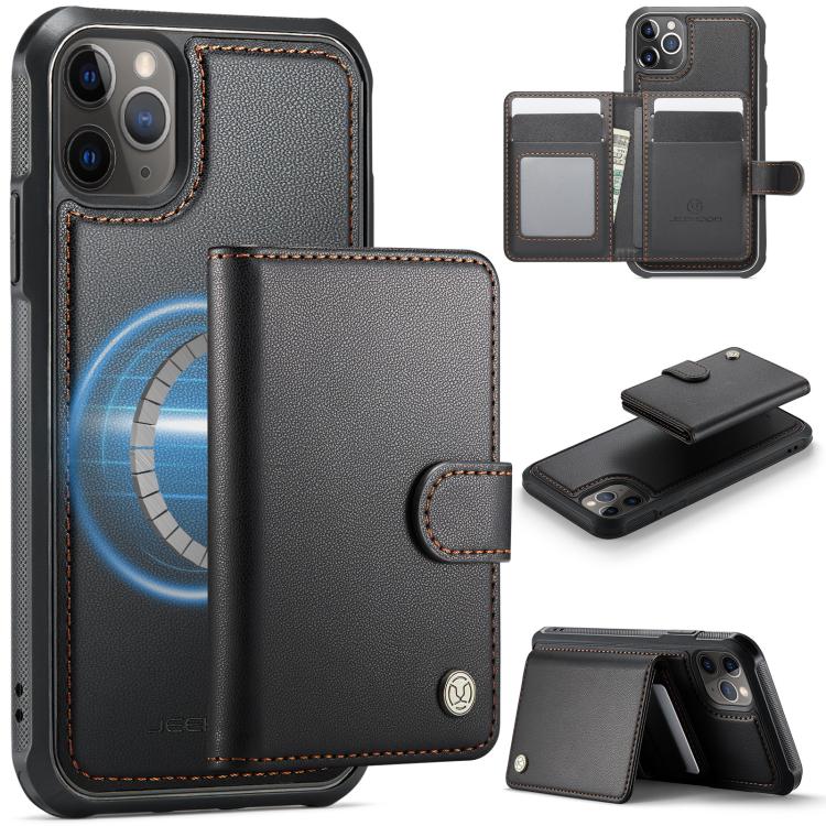 JEEHOOD J09 Buckle Card Bag MagSafe Magnetic Style RFID Leather Phone Case, For iPhone 11, For iPhone 11 Pro