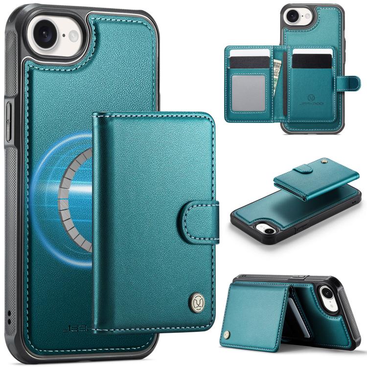 JEEHOOD J09 Buckle Card Bag MagSafe Magnetic Style RFID Leather Phone Case, For iPhone 18 Pro, For iPhone 18 Pro Max, For iPhone 17e / 16e, For iPhone 17 Pro Max
