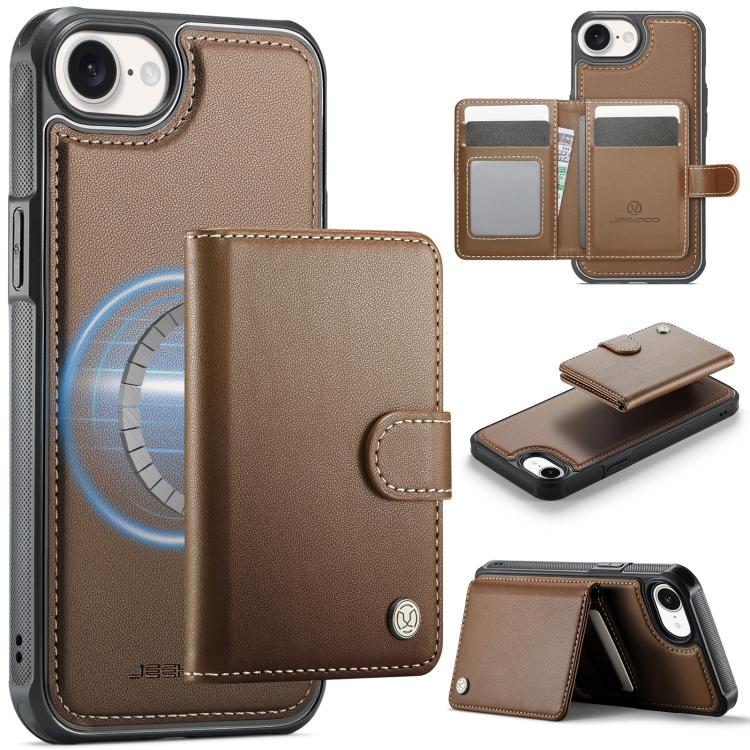 JEEHOOD J09 Buckle Card Bag MagSafe Magnetic Style RFID Leather Phone Case, For iPhone 18 Pro, For iPhone 18 Pro Max, For iPhone 17e / 16e, For iPhone 17 Pro Max