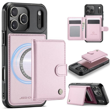 JEEHOOD J09 Buckle Card Bag MagSafe Magnetic Style RFID Leather Phone Case, For iPhone 18 Pro, For iPhone 18 Pro Max, For iPhone 17e / 16e, For iPhone 17 Pro Max