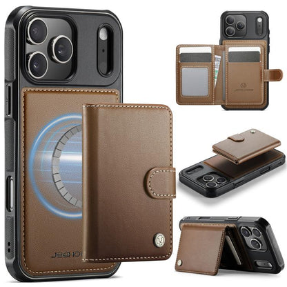 JEEHOOD J09 Buckle Card Bag MagSafe Magnetic Style RFID Leather Phone Case, For iPhone 18 Pro, For iPhone 18 Pro Max, For iPhone 17e / 16e, For iPhone 17 Pro Max