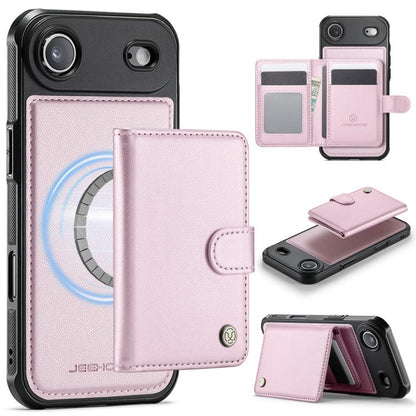 JEEHOOD J09 Buckle Card Bag MagSafe Magnetic Style RFID Leather Phone Case, For iPhone 17 Pro, For iPhone 17, For iPhone Air, For iPhone 16 Pro Max