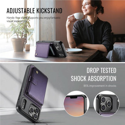 JEEHOOD J09 Buckle Card Bag MagSafe Magnetic Style RFID Leather Phone Case, For iPhone 18 Pro, For iPhone 18 Pro Max, For iPhone 17e / 16e, For iPhone 17 Pro Max