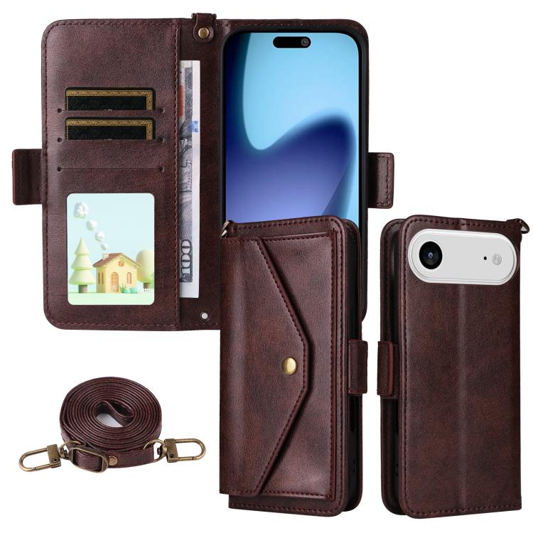 Multi-card Slots Crossbody Cowhide Leather Phone Case, For iPhone Air, For iPhone 16 Pro Max, For iPhone 16 Pro, For iPhone 16 Plus