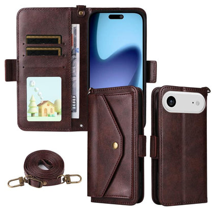 Multi-card Slots Crossbody Cowhide Leather Phone Case, For iPhone Air, For iPhone 16 Pro Max, For iPhone 16 Pro, For iPhone 16 Plus