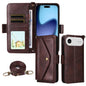 Multi-card Slots Crossbody Cowhide Leather Phone Case, For iPhone Air, For iPhone 16 Pro Max, For iPhone 16 Pro, For iPhone 16 Plus