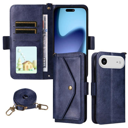 Multi-card Slots Crossbody Cowhide Leather Phone Case, For iPhone Air, For iPhone 16 Pro Max, For iPhone 16 Pro, For iPhone 16 Plus