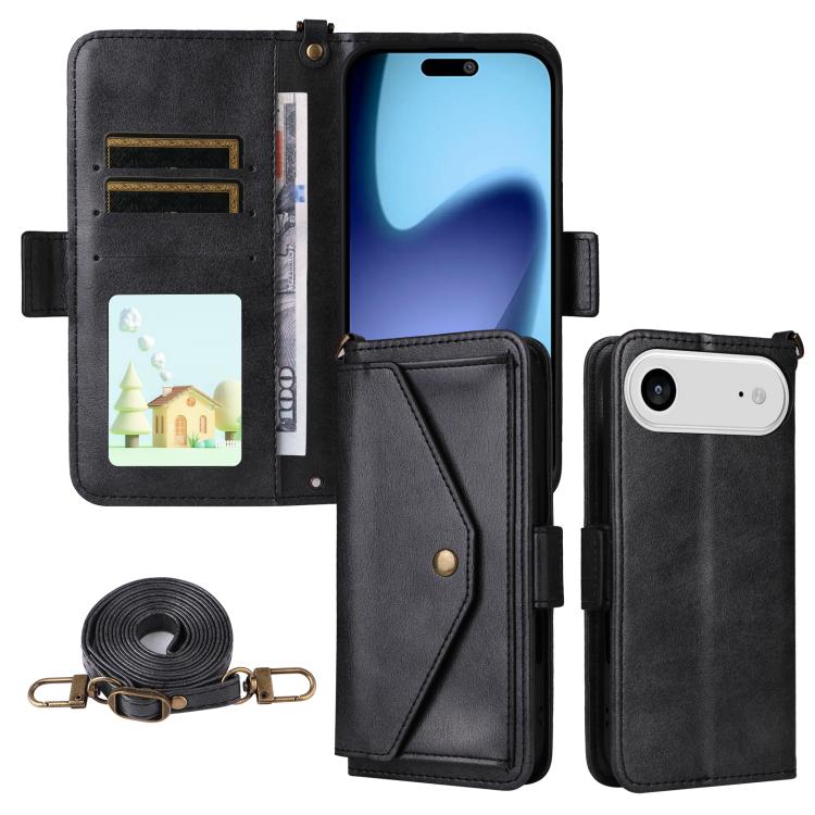 Multi-card Slots Crossbody Cowhide Leather Phone Case, For iPhone Air, For iPhone 16 Pro Max, For iPhone 16 Pro, For iPhone 16 Plus