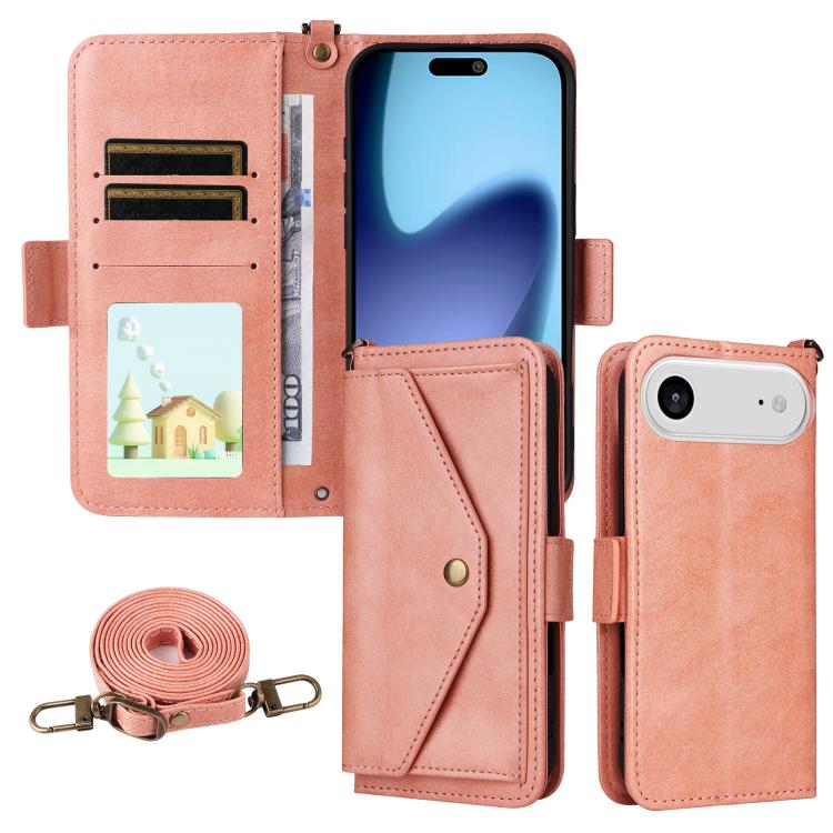 Multi-card Slots Crossbody Cowhide Leather Phone Case, For iPhone Air, For iPhone 16 Pro Max, For iPhone 16 Pro, For iPhone 16 Plus