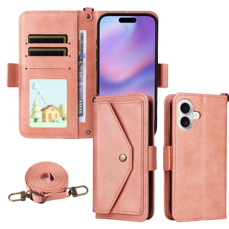 Multi-card Slots Crossbody Cowhide Leather Phone Case, For iPhone 17 Pro Max, For iPhone 17 Pro, For iPhone 17, For iPhone Air