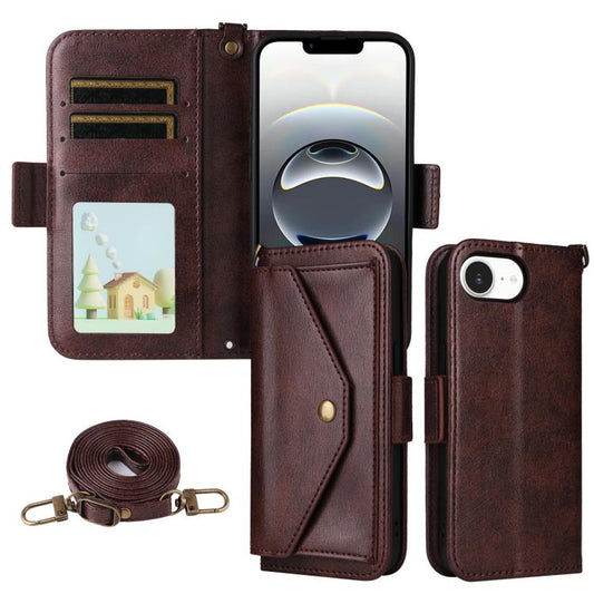 Multi-card Slots Crossbody Cowhide Leather Phone Case, For iPhone 16e, For iPhone 16 Pro Max, For iPhone 16 Pro, For iPhone 16 Plus