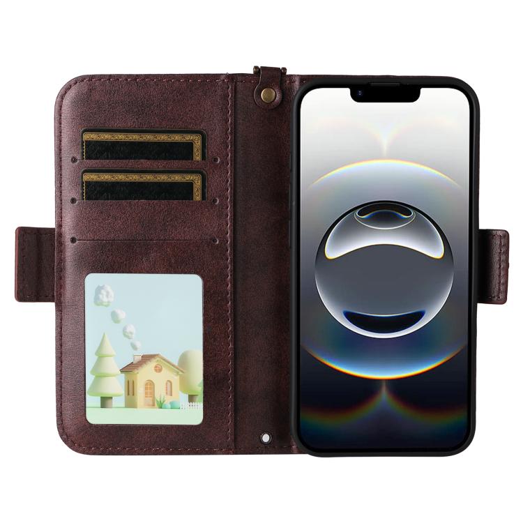 Multi-card Slots Crossbody Cowhide Leather Phone Case, For iPhone 16e, For iPhone 16 Pro Max, For iPhone 16 Pro, For iPhone 16 Plus