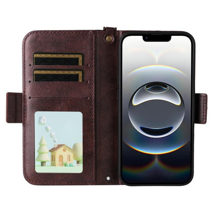 Multi-card Slots Crossbody Cowhide Leather Phone Case, For iPhone 16e, For iPhone 16 Pro Max, For iPhone 16 Pro, For iPhone 16 Plus