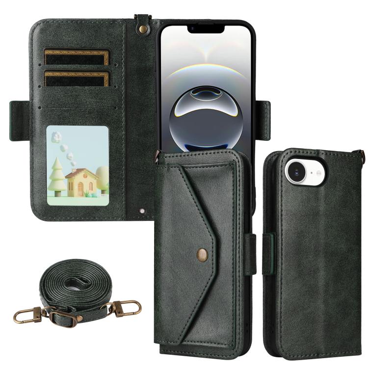 Multi-card Slots Crossbody Cowhide Leather Phone Case, For iPhone 16e, For iPhone 16 Pro Max, For iPhone 16 Pro, For iPhone 16 Plus