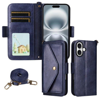 Multi-card Slots Crossbody Cowhide Leather Phone Case, For iPhone Air, For iPhone 16 Pro Max, For iPhone 16 Pro, For iPhone 16 Plus