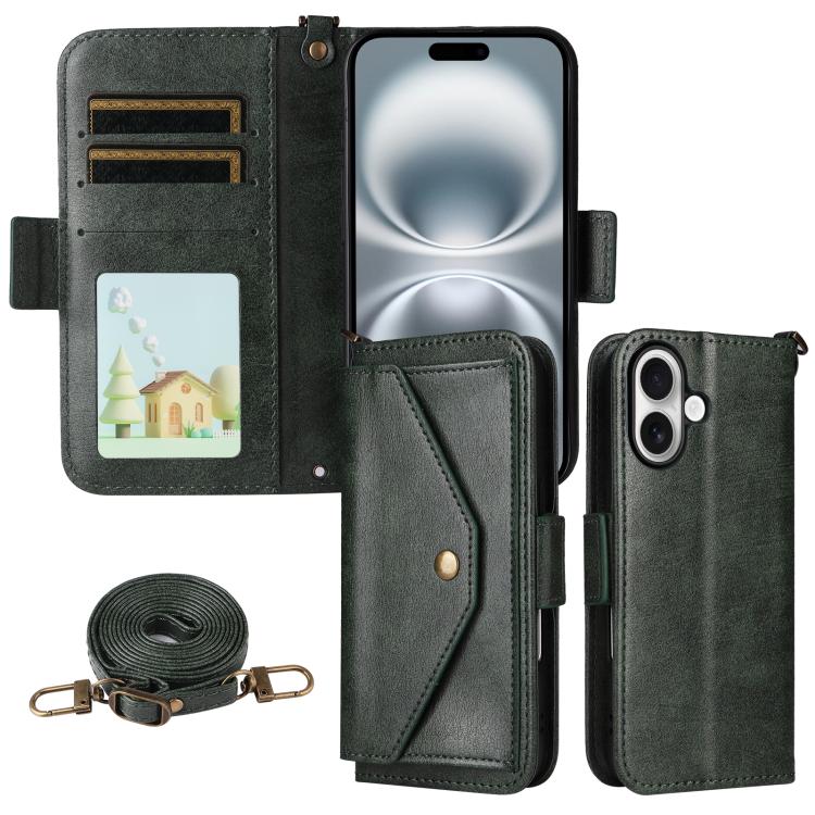Multi-card Slots Crossbody Cowhide Leather Phone Case, For iPhone Air, For iPhone 16 Pro Max, For iPhone 16 Pro, For iPhone 16 Plus