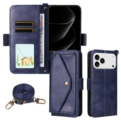 Multi-card Slots Crossbody Cowhide Leather Phone Case, For iPhone 17e / 16e, For iPhone 17 Pro Max, For iPhone 17 Pro, For iPhone 17