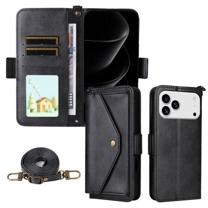 Multi-card Slots Crossbody Cowhide Leather Phone Case, For iPhone 17e / 16e, For iPhone 17 Pro Max, For iPhone 17 Pro, For iPhone 17
