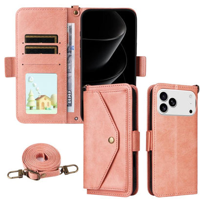 Multi-card Slots Crossbody Cowhide Leather Phone Case, For iPhone 17e / 16e, For iPhone 17 Pro Max, For iPhone 17 Pro, For iPhone 17