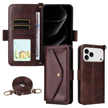 Multi-card Slots Crossbody Cowhide Leather Phone Case, For iPhone 17e / 16e, For iPhone 17 Pro Max, For iPhone 17 Pro, For iPhone 17