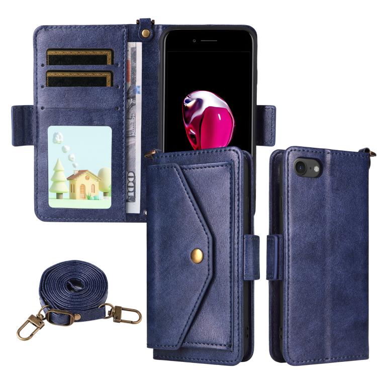 Multi-card Slots Crossbody Cowhide Leather Phone Case, For iPhone 16, For iPhone SE 2022 / 2020 / 8 / 7