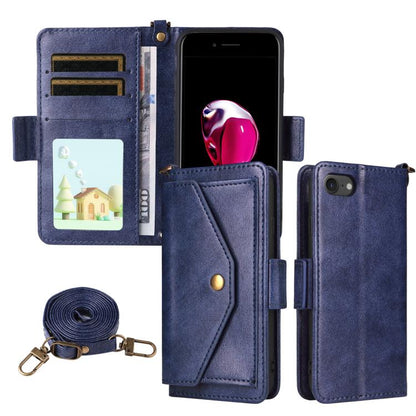 Multi-card Slots Crossbody Cowhide Leather Phone Case, For iPhone 16, For iPhone SE 2022 / 2020 / 8 / 7