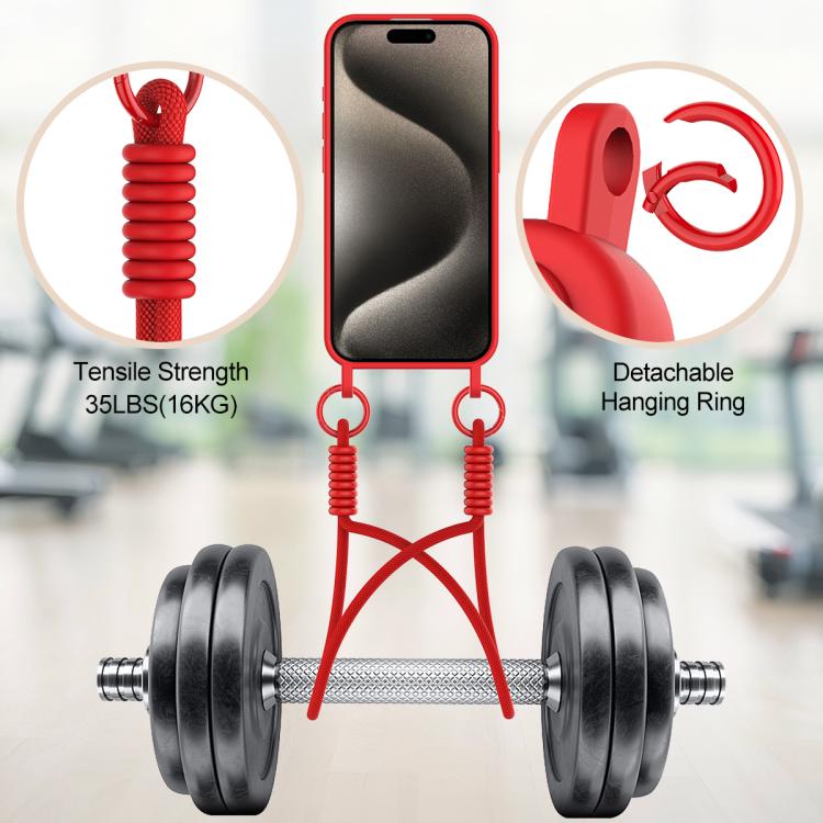 Integrated Card Bag Solid Color Liquid Silicone Phone Case Gen2 with Short Lanyard