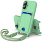 Integrated Card Bag Solid Color Liquid Silicone Phone Case Gen2 with Short Lanyard
