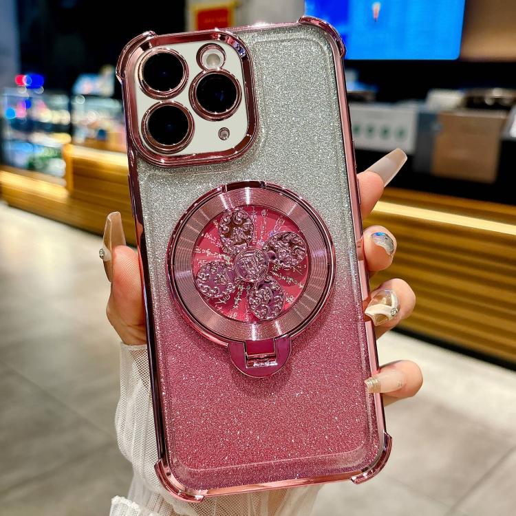 Gradient Glitter Spinning Top Holder Phone Case, For iPhone 11, For iPhone 11 Pro, For iPhone XS / X, For iPhone XR