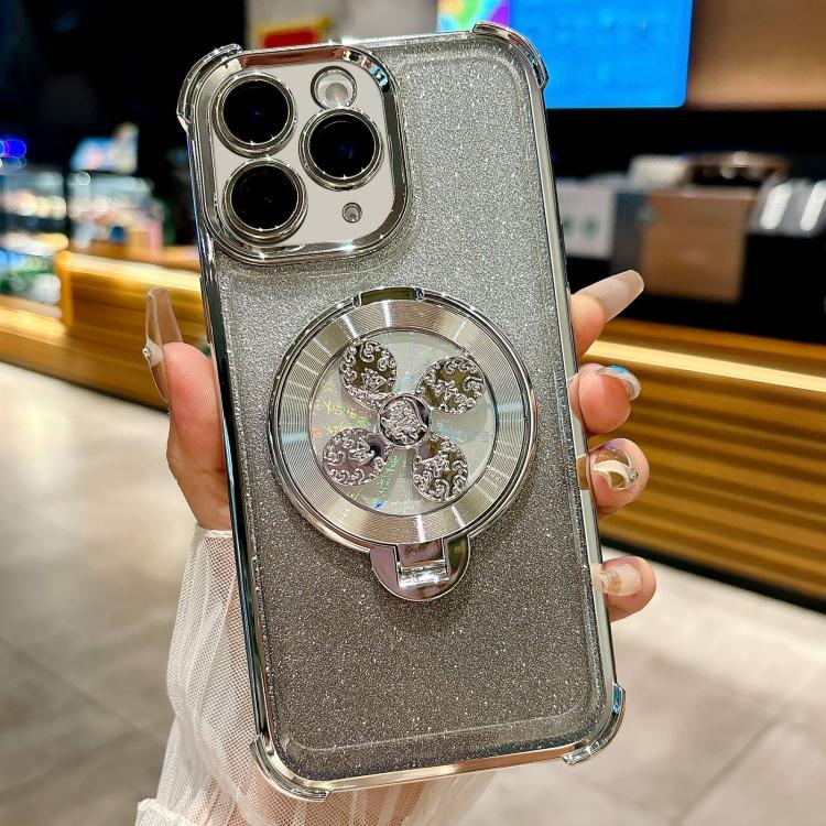 Gradient Glitter Spinning Top Holder Phone Case, For iPhone 11, For iPhone 11 Pro, For iPhone XS / X, For iPhone XR